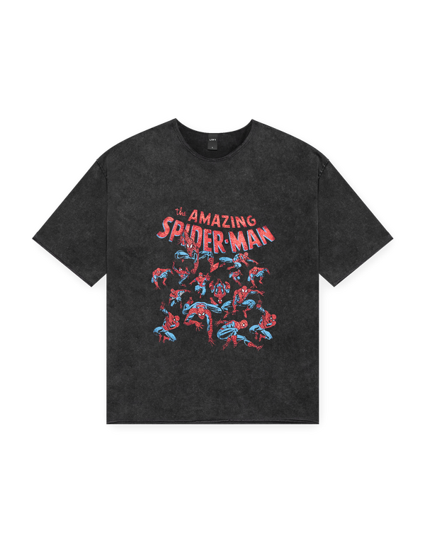 SPIDER-MAN Multi Graphic Vintage Extra Big T-Shirt - Black