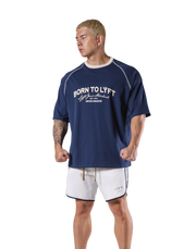 Piping Stitch Big T-Shirt - Navy