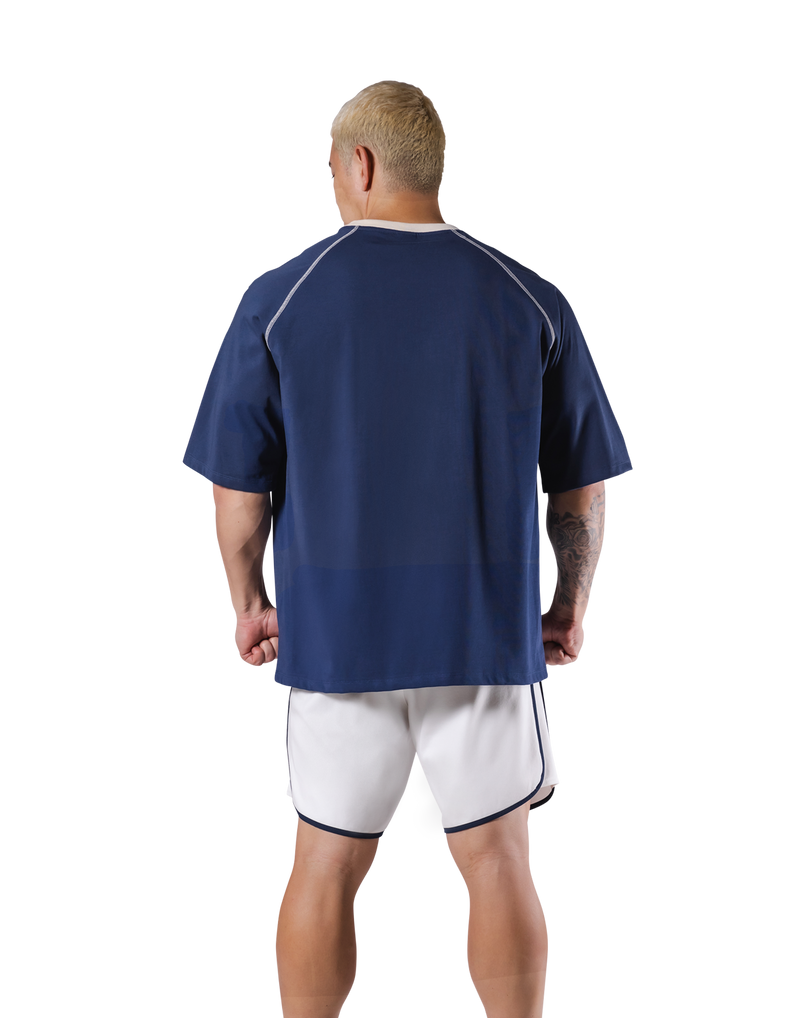 Piping Stitch Big T-Shirt - Navy