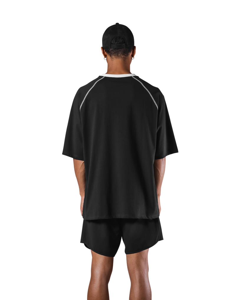 Piping Stitch Big T-Shirt - Black