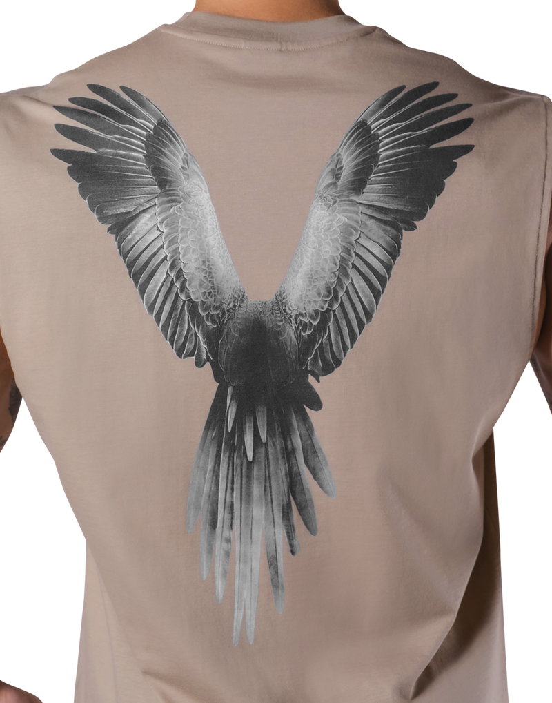 Bird Graphic No Sleeve - Beige