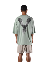 Bird Graphic Extra Big T-Shirt - Light Green