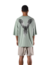 Bird Graphic Extra Big T-Shirt - Light Green