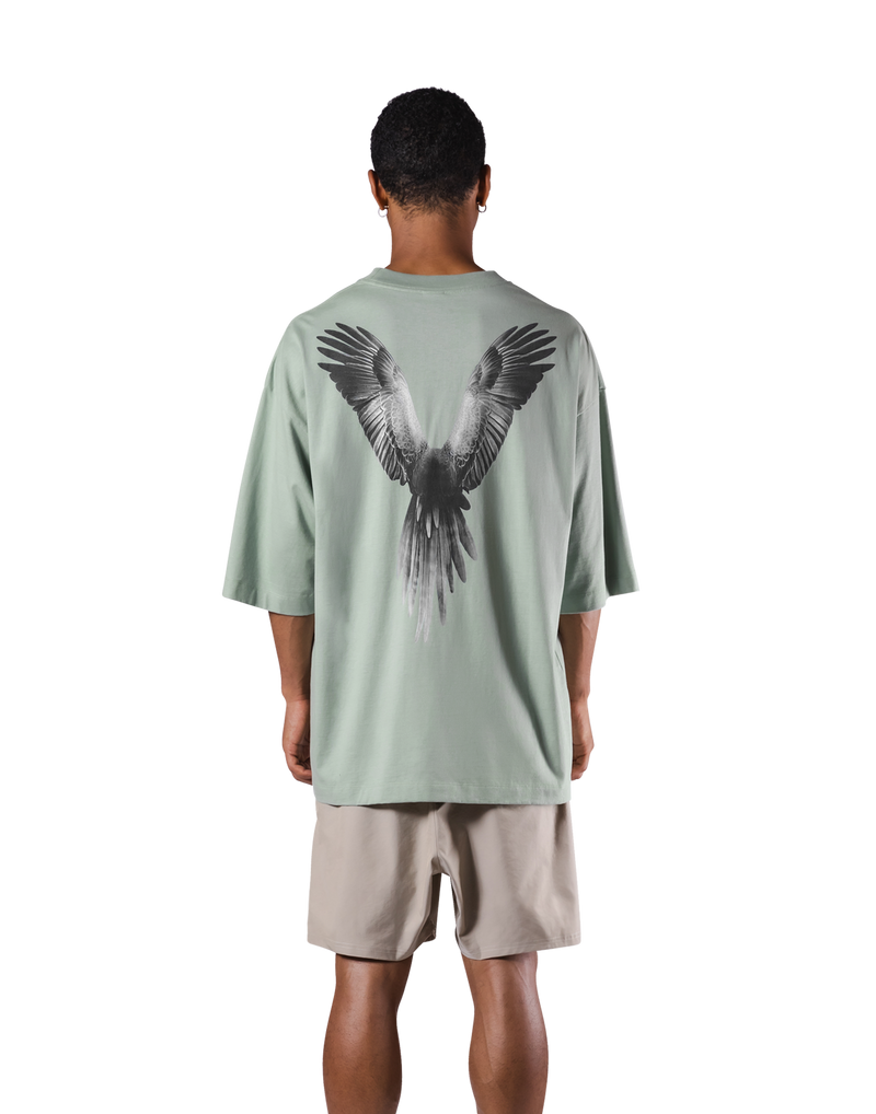 Bird Graphic Extra Big T-Shirt - Light Green