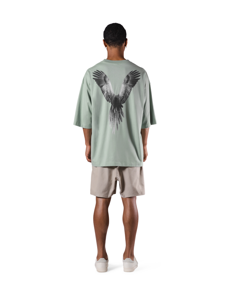 Bird Graphic Extra Big T-Shirt - Light Green