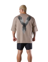 Bird Graphic Extra Big T-Shirt - Beige