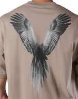 Bird Graphic Extra Big T-Shirt - Beige