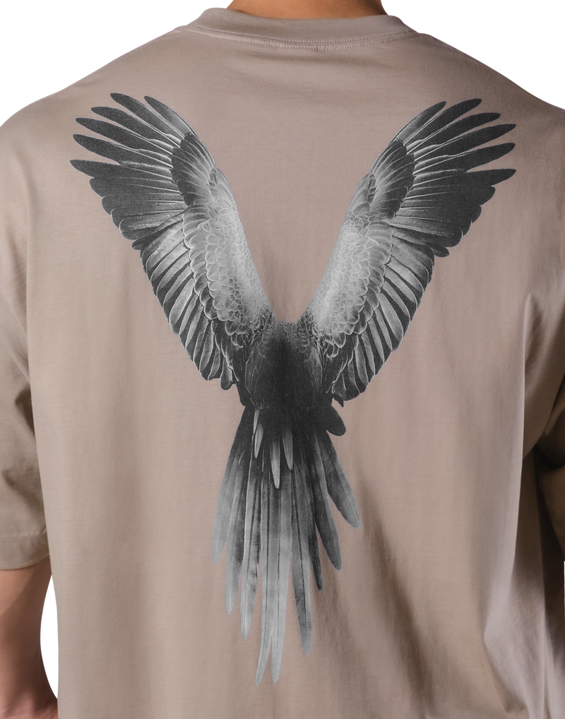 Bird Graphic Extra Big T-Shirt - Beige