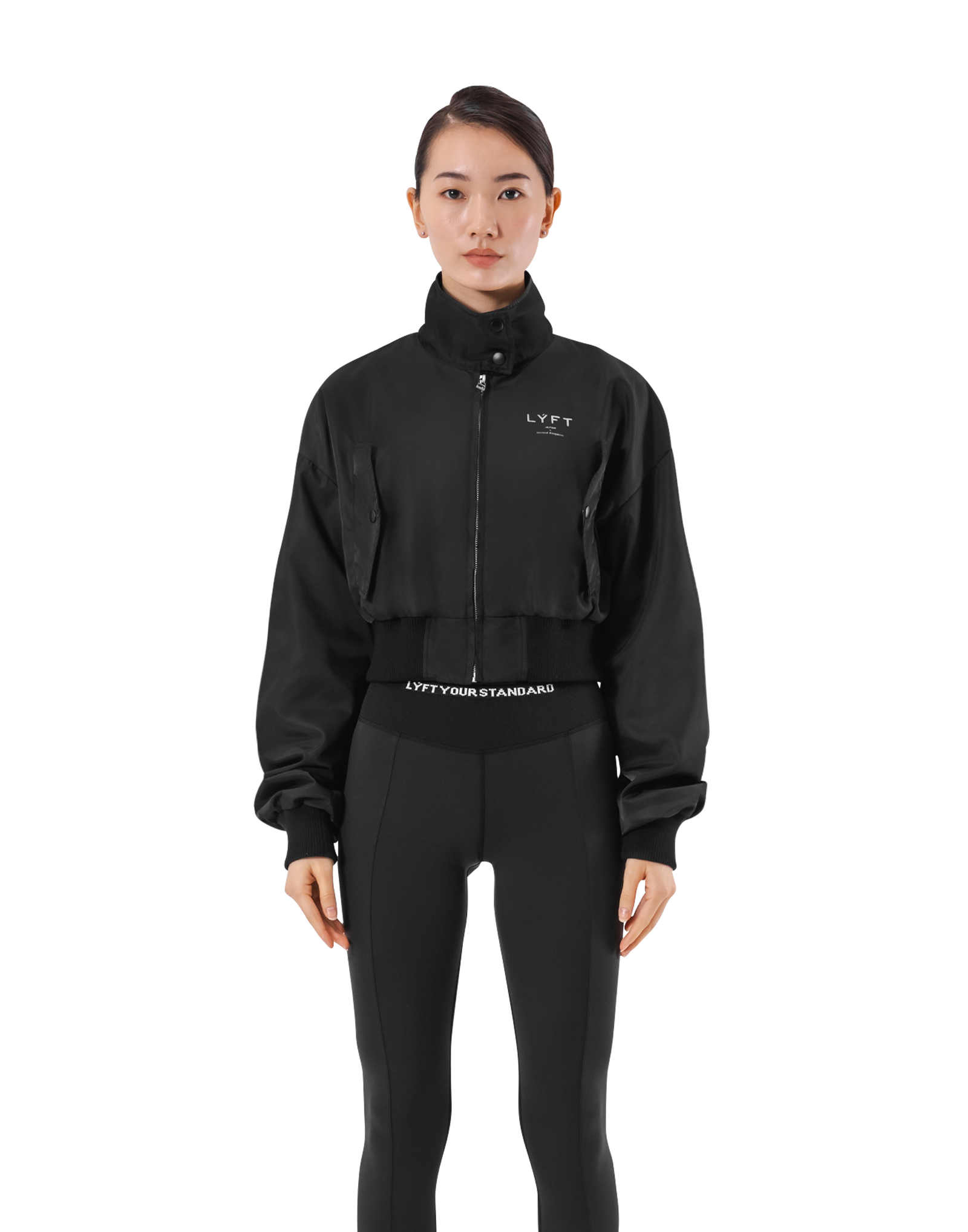 Cropped Light Bomber Jacket - Black – LÝFT Cropped Light Bomber Jacket - Black – LÝFT