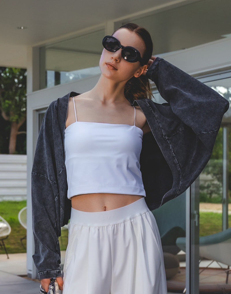 Dolman Sleeve Cropped Cardigan - Black