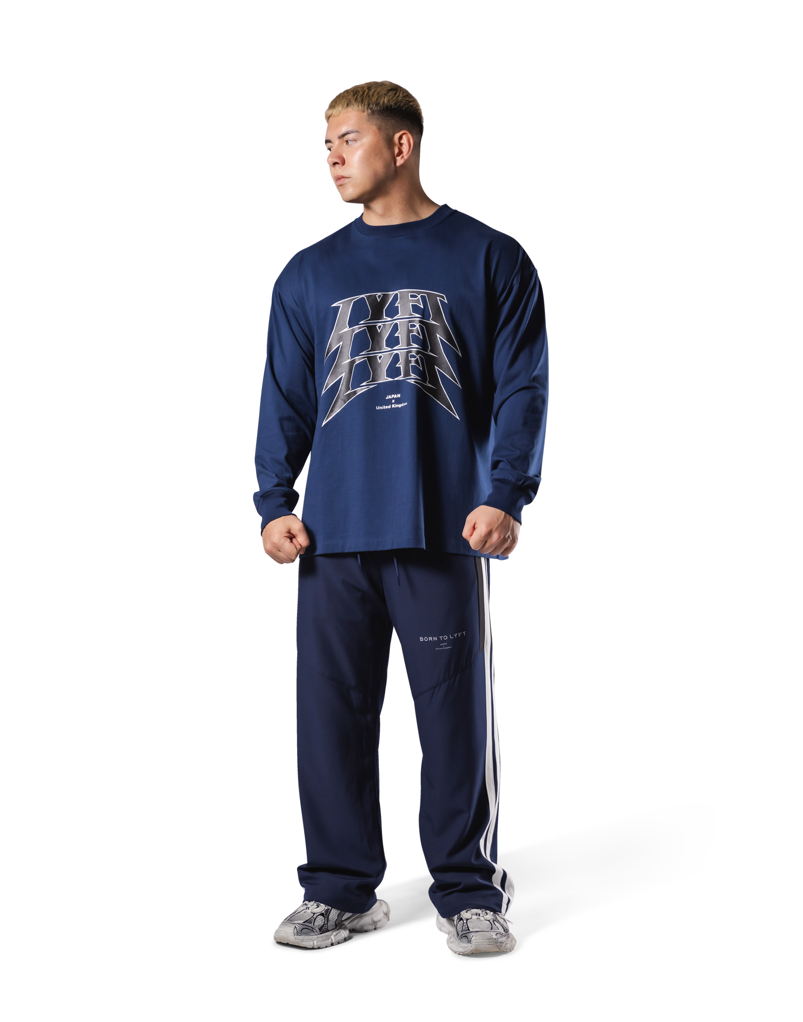 LÝFT Logo Slim Fit Long Sleeve T-Shirt - Navy