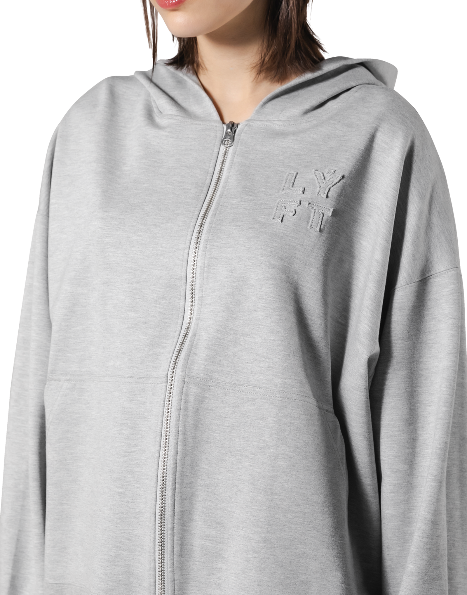 Patching Logo Zip-Up Stretch Hoodie - Grey – LÝFT