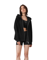 Patching Logo Zip-Up Stretch Hoodie - Black