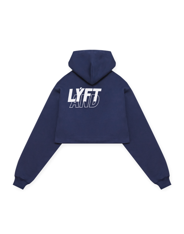 LÝFT × WIND AND SEA Wide Cropped Hoodie - Navy