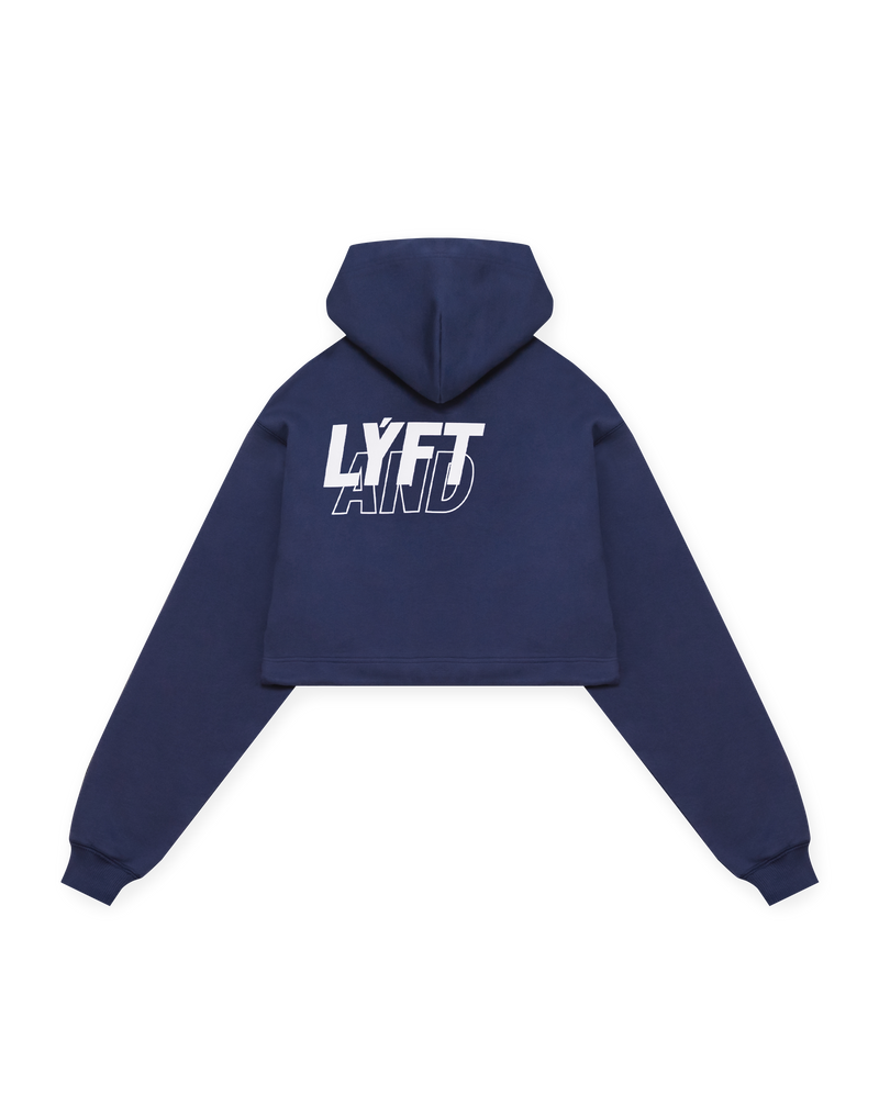 LÝFT × WIND AND SEA Wide Cropped Hoodie - Navy