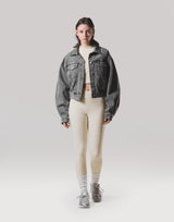Back Gather Denim Jacket - Grey