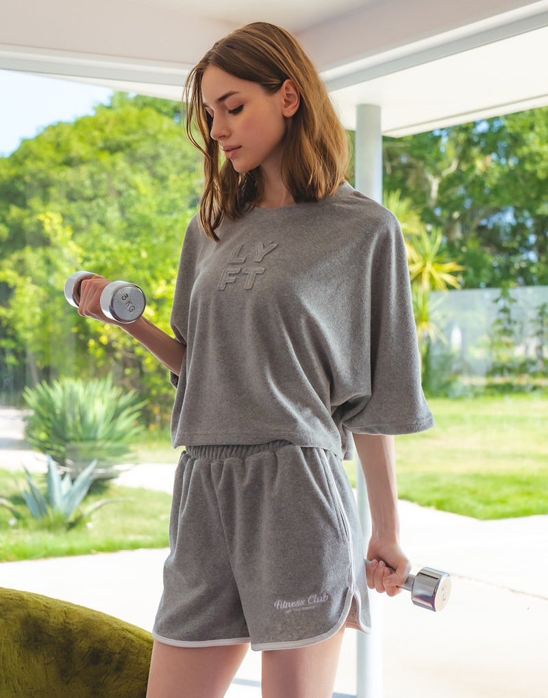 Batwing Sleeve Pile T-Shirt - Grey