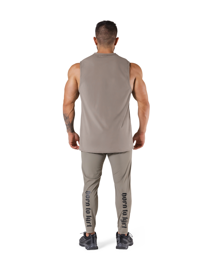 Stretch Waffle Nylon Loose Fit Tanktop - Beige