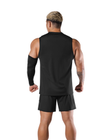 Stretch Waffle Nylon Loose Fit Tanktop - Black