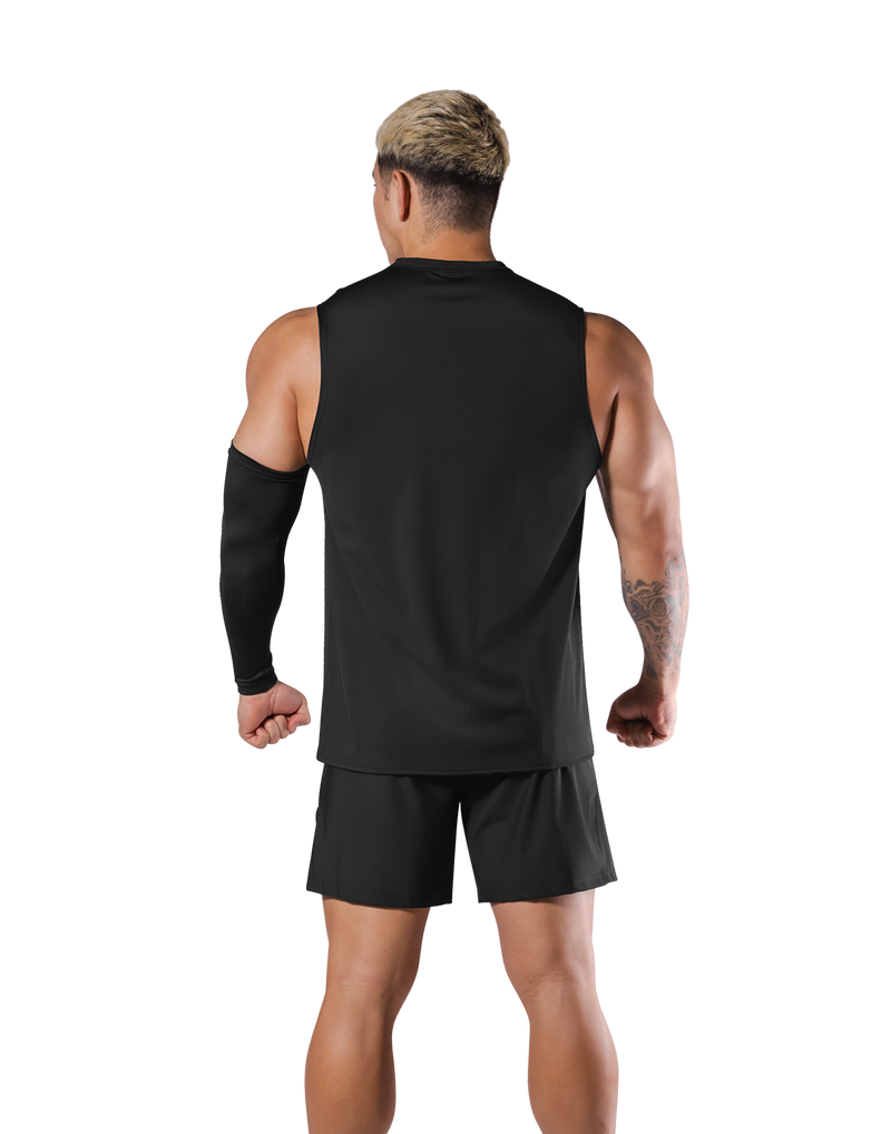 Stretch Waffle Nylon Loose Fit Tanktop - Black