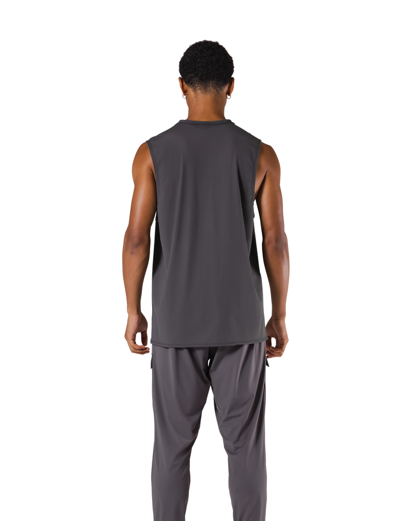 Stretch Waffle Nylon Loose Fit Tanktop - D.Grey