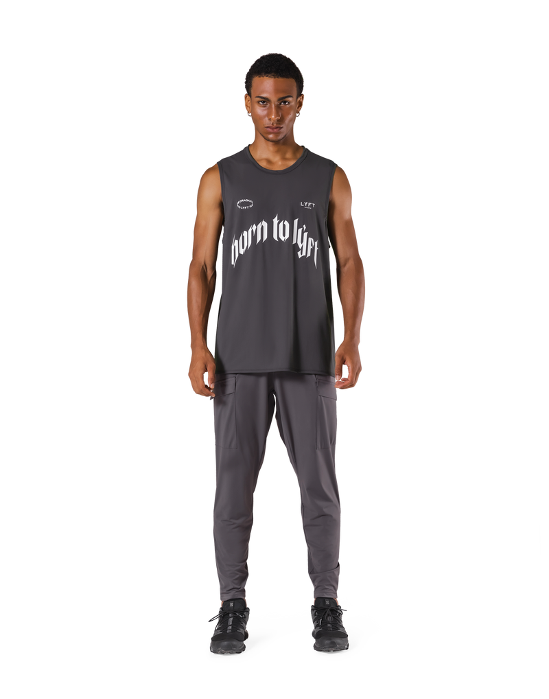 Stretch Waffle Nylon Loose Fit Tanktop - D.Grey