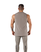 Stretch Waffle Nylon Loose Fit Tanktop - Beige