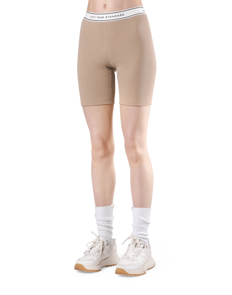 LÝS Rib Woven Shorts - Beige