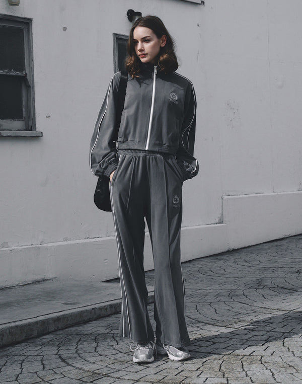 Velour Track Pants - Grey
