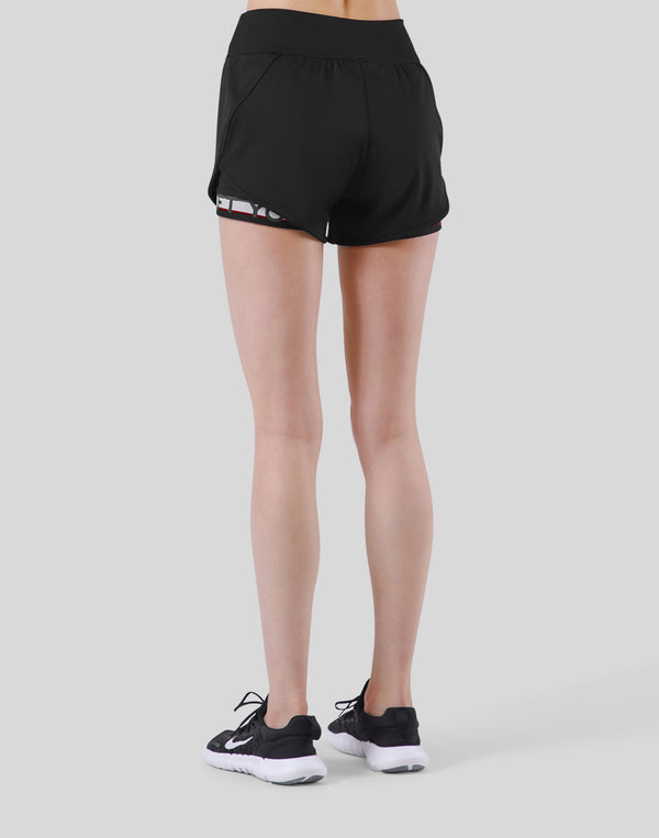 Border Liner Flare Shorts - Black