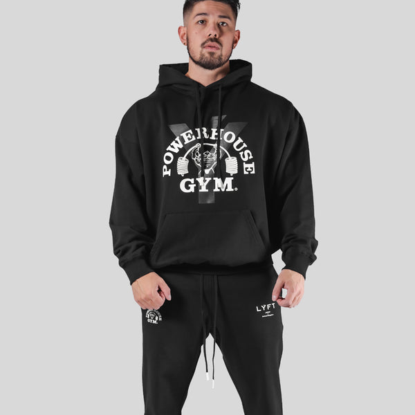 LÝFT × Power House Gym Oversize Sweat Hoodie - Black