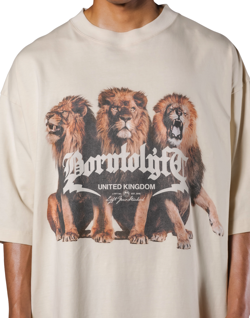 Lion Graphic Vintage Extra Big T-Shirt -Ivory