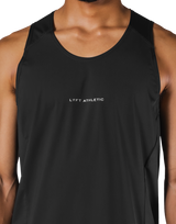 Shoulder Pattern Stretch Standard Tanktop - Black