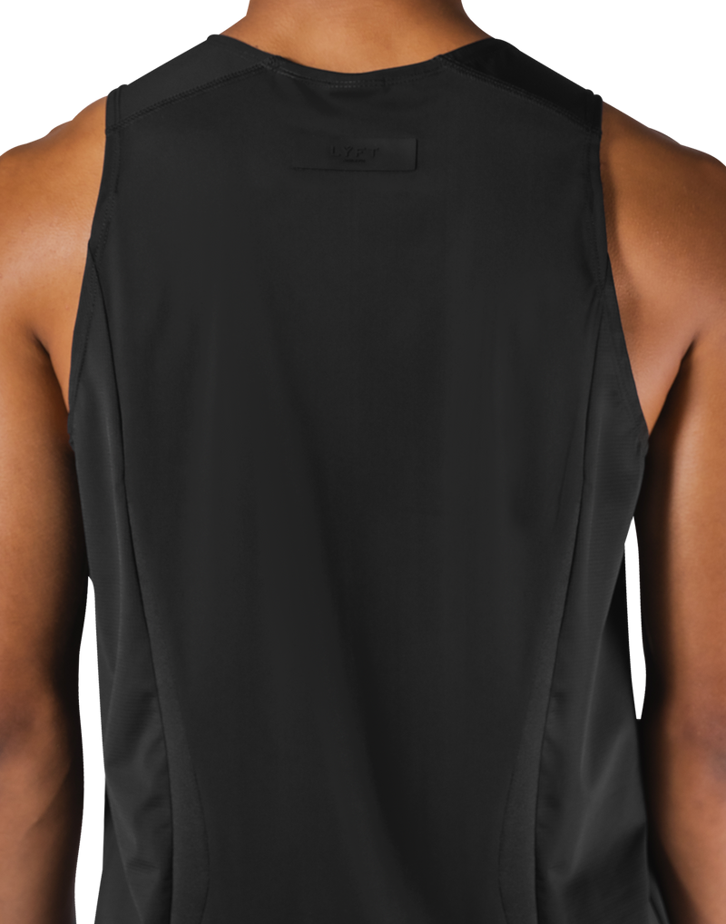 Shoulder Pattern Stretch Standard Tanktop - Black