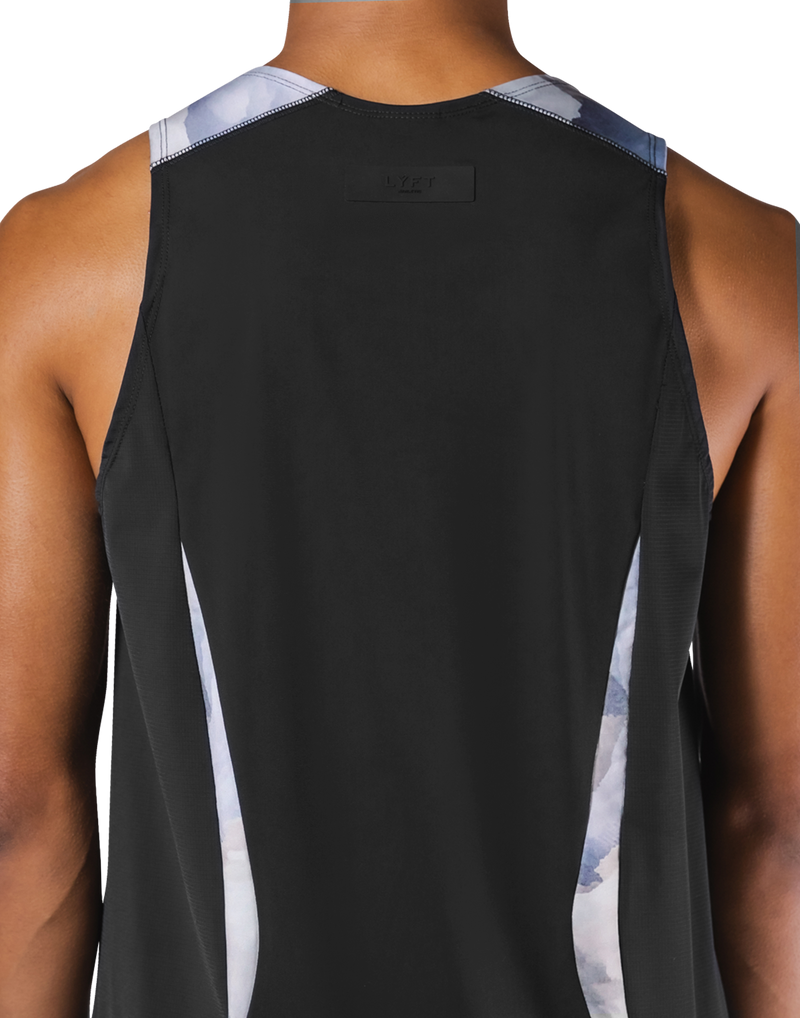 Shoulder Pattern Stretch Standard Tanktop - Blue