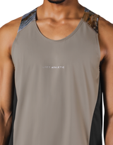 Shoulder Pattern Stretch Standard Tanktop - Beige