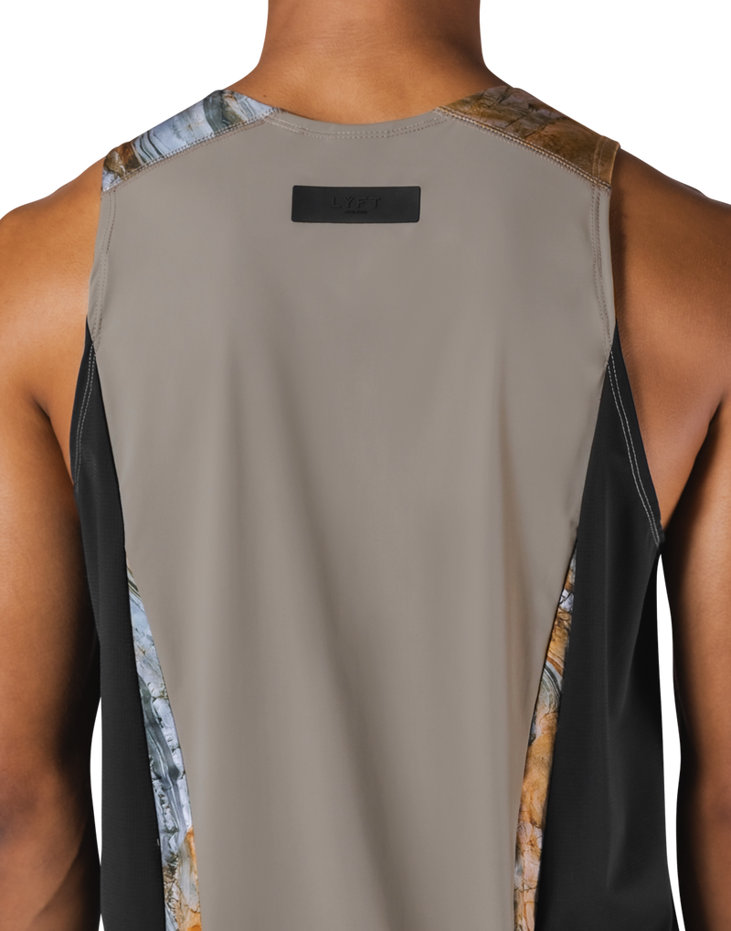 Shoulder Pattern Stretch Standard Tanktop - Beige