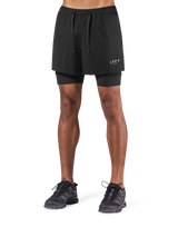 Layered Stretch Nylon Shorts - Black