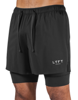 Layered Stretch Nylon Shorts - Black