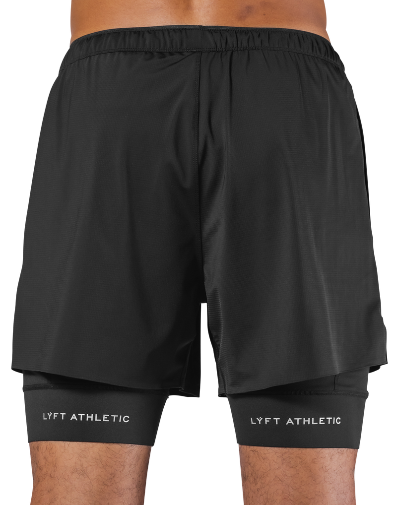 Layered Stretch Nylon Shorts - Black