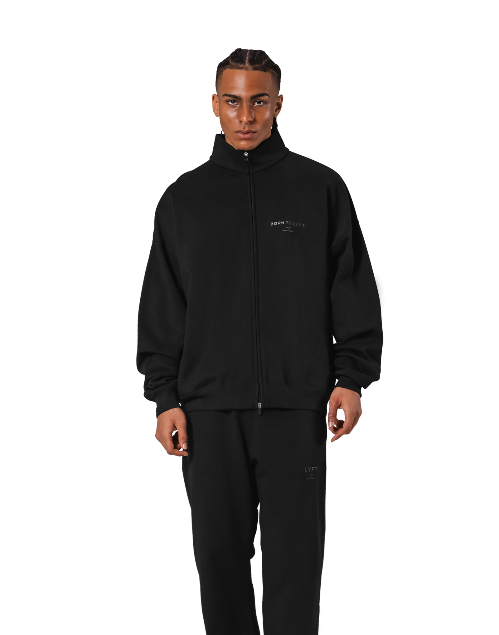 Stand Collar Zip-Up Oversize Sweat Jacket - Black – LÝFT Stand Collar Zip-Up Oversize Sweat Jacket - Black – LÝFT