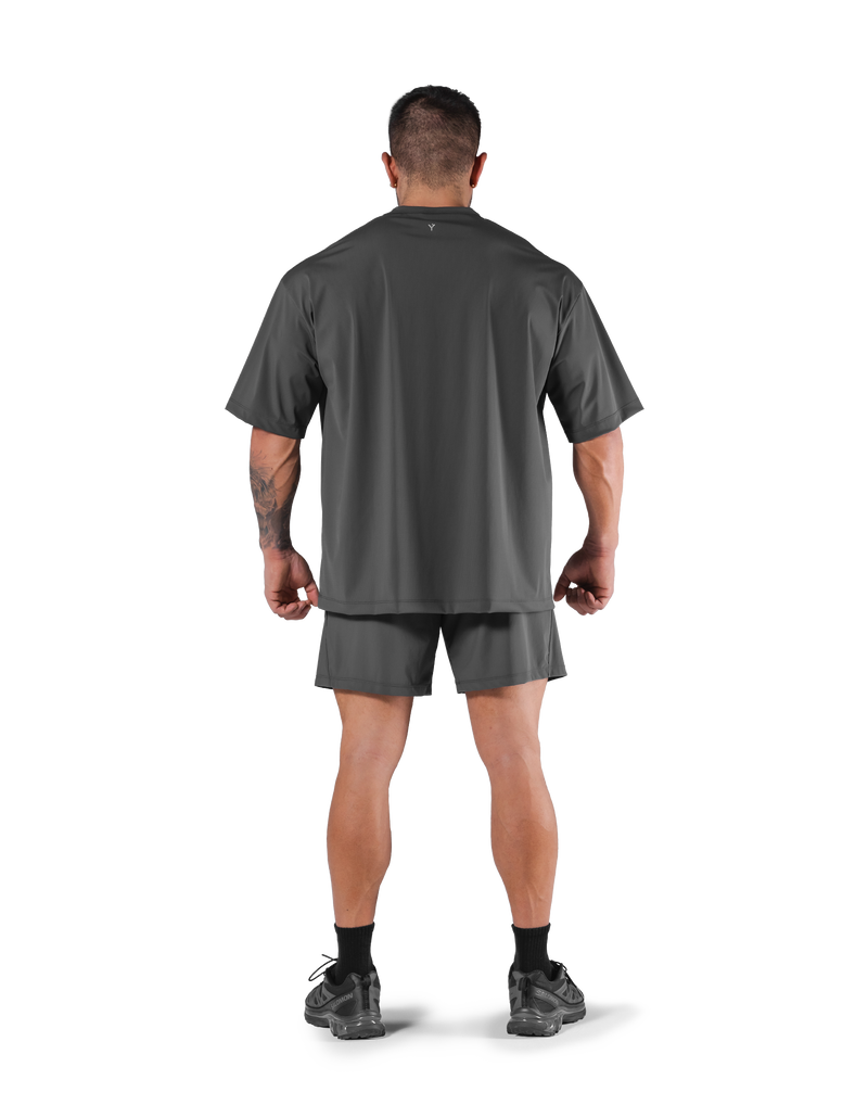 Stretch Waffle Nylon Big T-Shirt - D.Grey