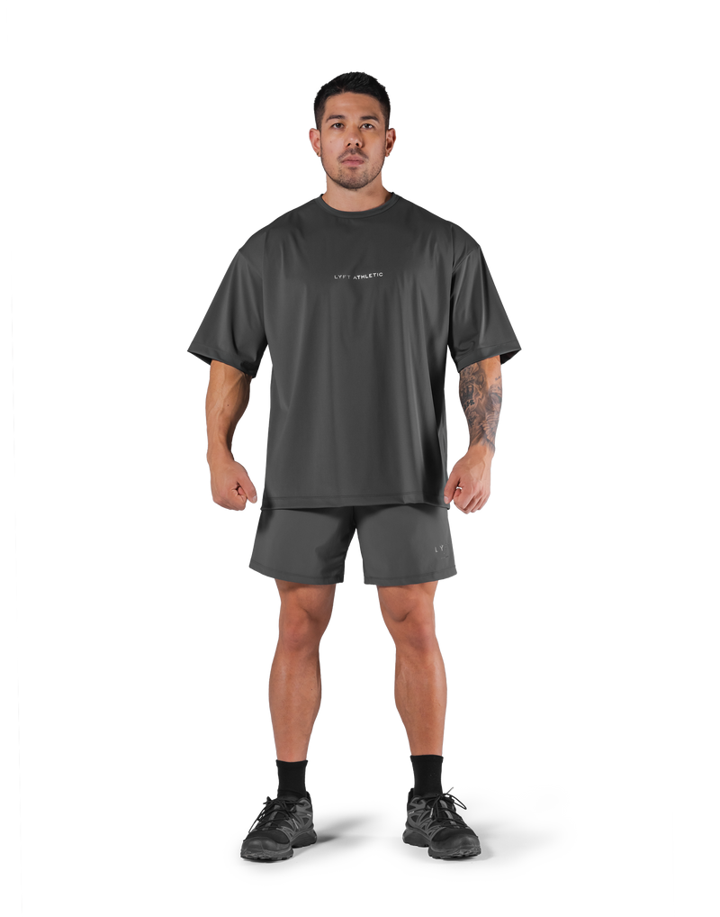 Stretch Waffle Nylon Big T-Shirt - D.Grey