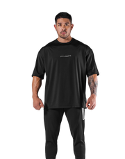 Stretch Waffle Nylon Big T-Shirt - Black