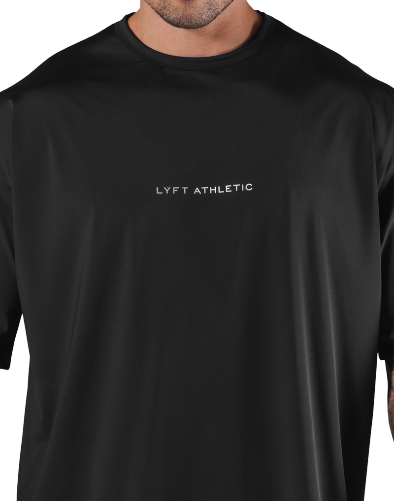 Stretch Waffle Nylon Big T-Shirt - Black