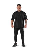 Stretch Waffle Nylon Big T-Shirt - Black