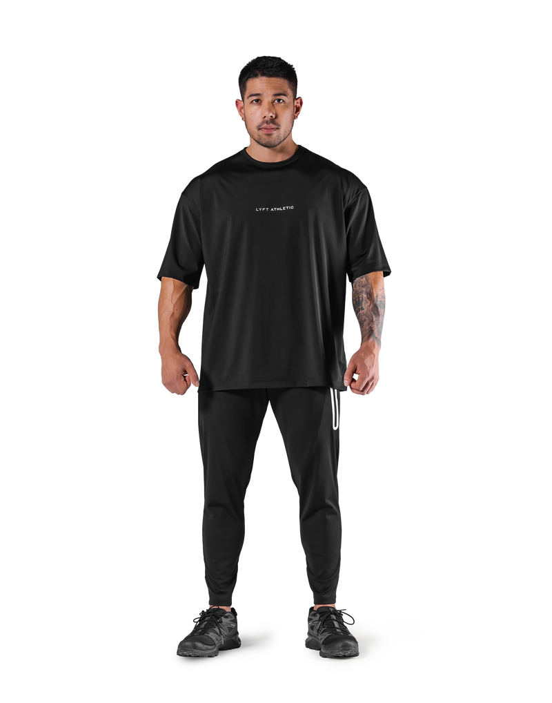 Stretch Waffle Nylon Big T-Shirt - Black