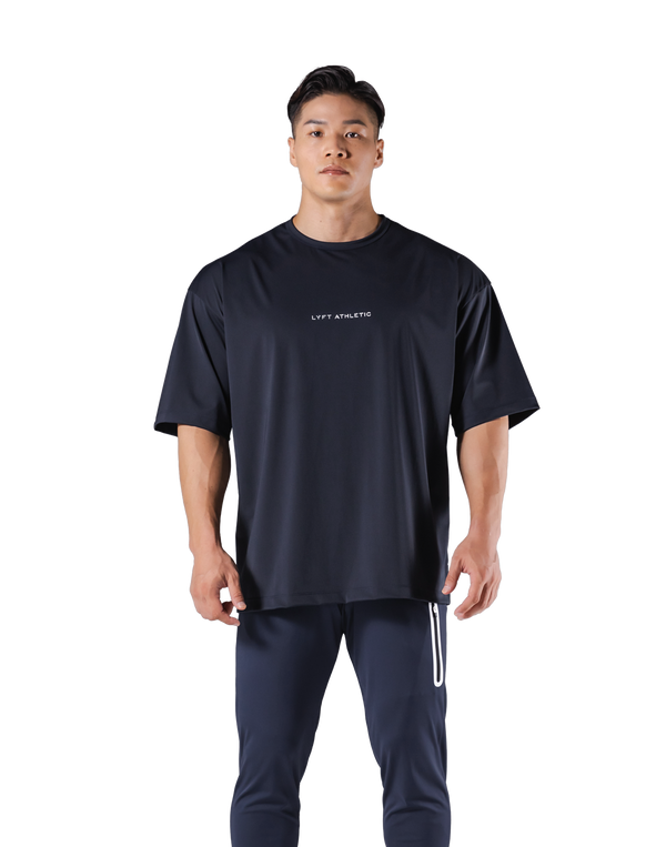 Stretch Waffle Nylon Big T-Shirt - Navy