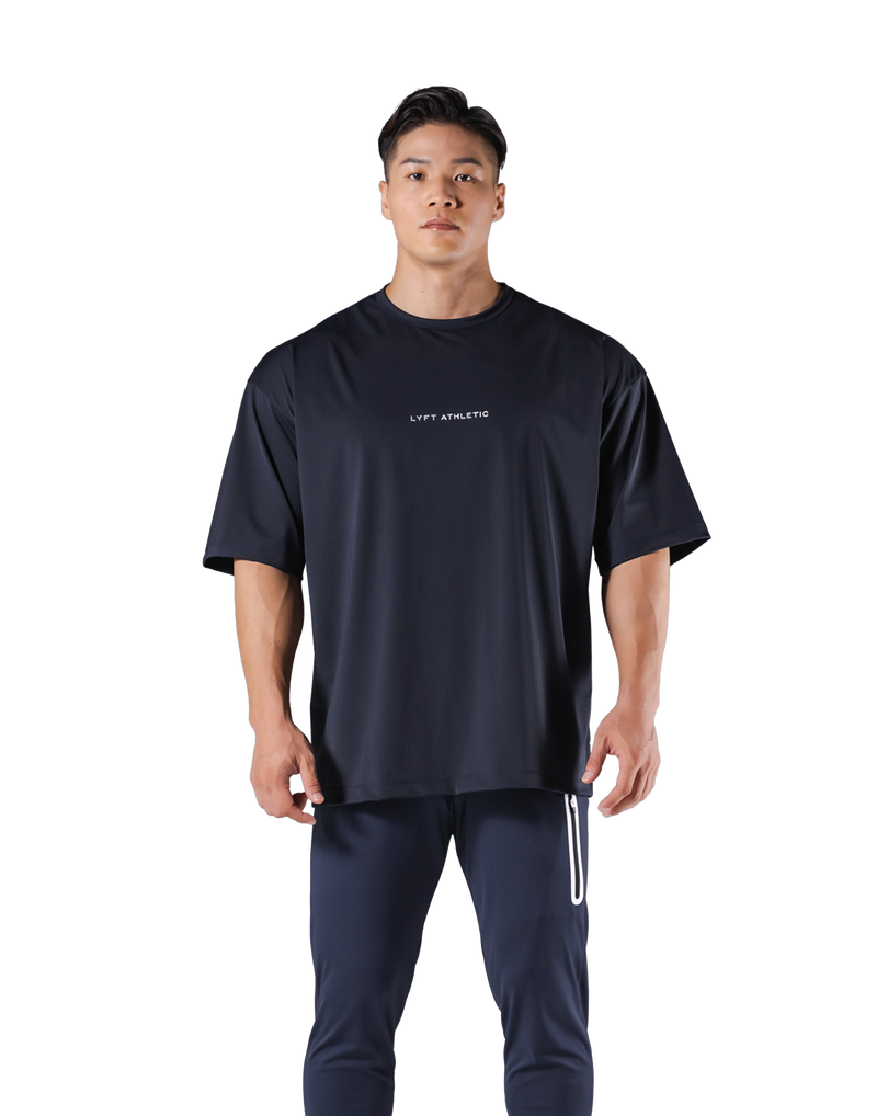 Stretch Waffle Nylon Big T-Shirt - Navy