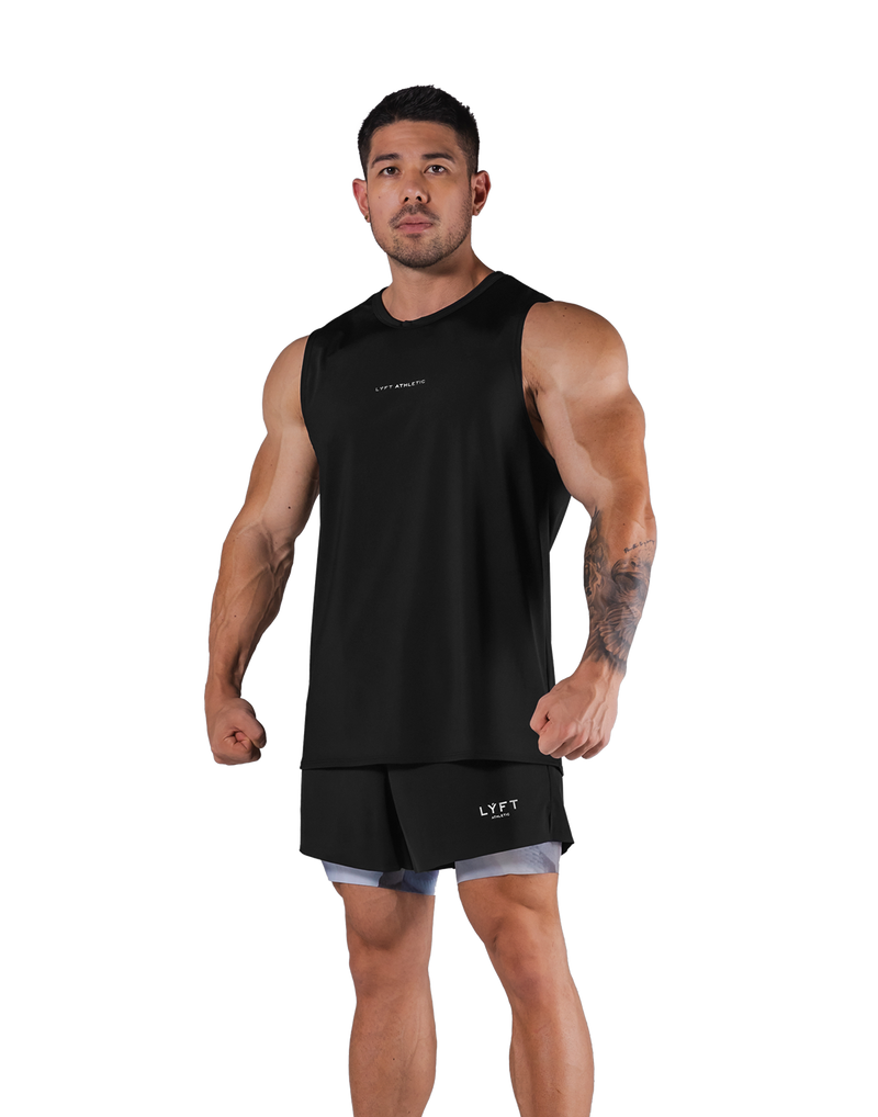 Stretch Waffle Nylon Loose Fit Tanktop 2 - Black